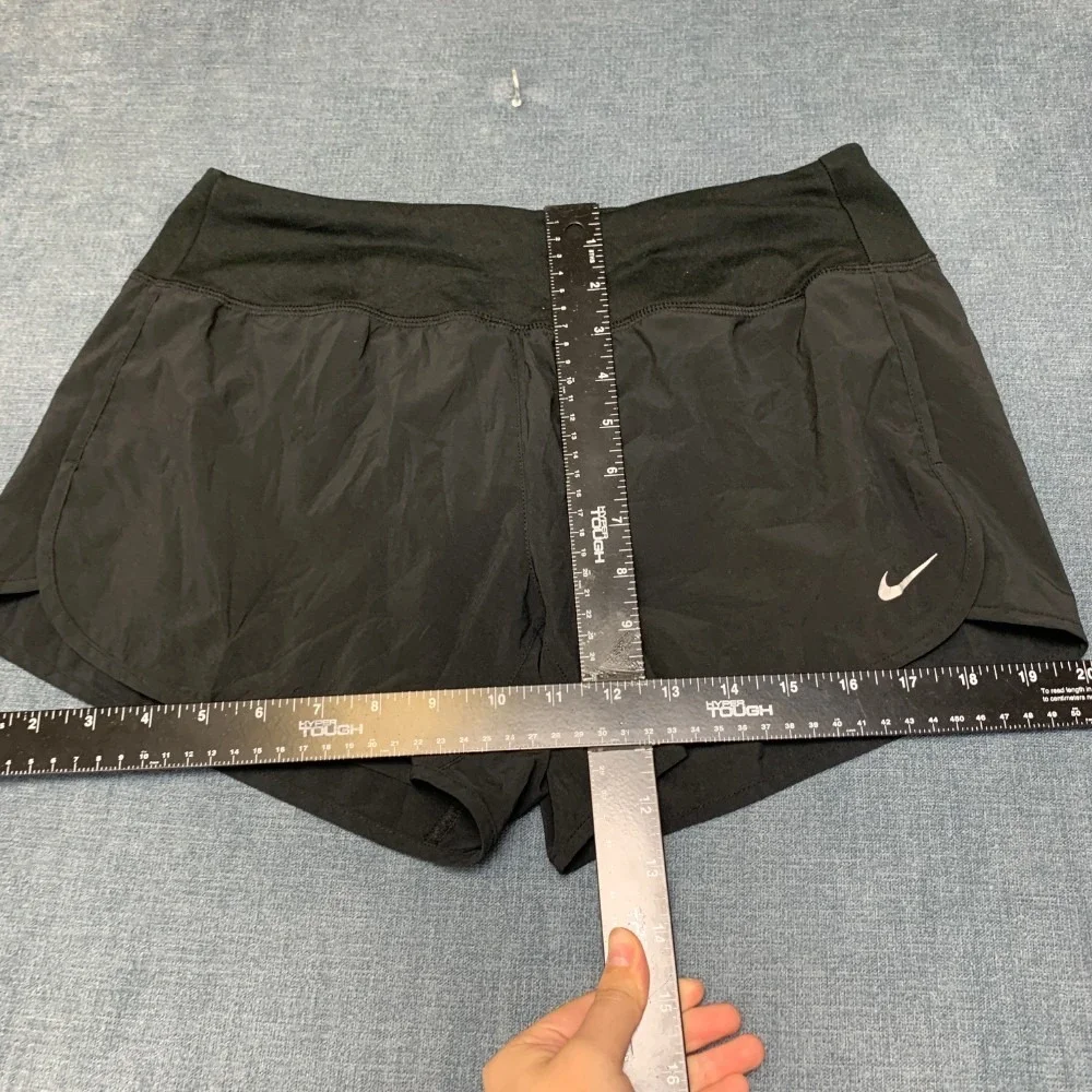 Nike Dri Fit Running Shorts Womens Small Black Stretch Logo Elastic Waist Sport